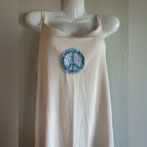 Hand sewn peace sign tank top